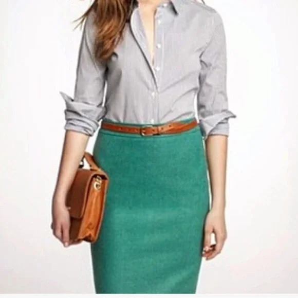 J.Crew No. 2 Pencil Skirt Wool Heather Teal Lined Classic Women's Size 6